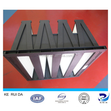 F6 F7 F8 F9 Fiberglass Filter Material V-Bank Air Filter with Galvanized Steel Frame